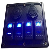 Tablero Panel (4 teclas, Led Azul, 1 Socket, 2 Puerto USB, 2 Fusible 15Amp)