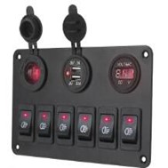 Tablero Panel (6 Teclas switch panel 3.1A Dual USB+Voltmeter+12V power socket(no LED) 6Xswitches (on-off) 17.5x10.7