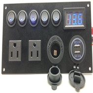 Tablero Panel Multi-Functions Panel  6A 125V AC/10A 250V AC button switch*5pcs with 15A fuse*5pcs 0-30V voltmeter *1pc 5A 125V AC socket *2pcs